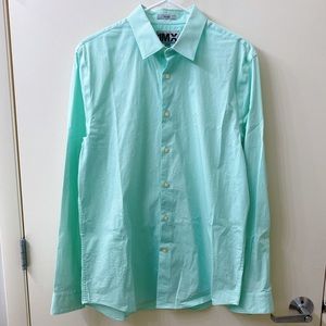 Express: Fitted Button-up Mint Dress Shirt